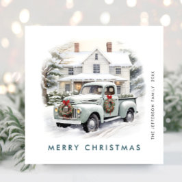 レトロヴィンテージクリスマスファームトラックグリーティング シーズンカード
