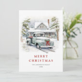 レトロヴィンテージクリスマスファームトラックグリーティング シーズンカード (スタンド正面)