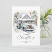 レトロヴィンテージクリスマスファームトラックグリーティング シーズンカード (スタンド正面)