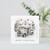 レトロヴィンテージクリスマスファームトラックグリーティング シーズンカード (スタンド正面)