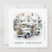 レトロヴィンテージクリスマスファームトラックグリーティング シーズンカード (正面)