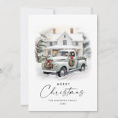 レトロヴィンテージクリスマスファームトラックグリーティング シーズンカード (正面)