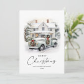 レトロヴィンテージクリスマスファームトラックグリーティング シーズンカード (スタンド正面)