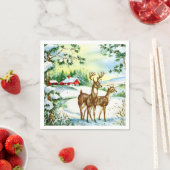 レトロヴィンテージクリスマスファームホリデイ スタンダードカクテルナプキン (インサイチュ)