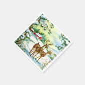 レトロヴィンテージクリスマスファームホリデイ スタンダードカクテルナプキン (角)