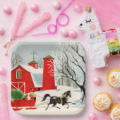 レトロヴィンテージクリスマスファームホリデーパーティー ペーパープレート (パーティー)