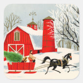 レトロヴィンテージクリスマスファーム スクエアシール (正面)