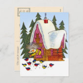 レトロヴィンテージクリスマスヘッジホッグズコテージ シーズンポストカード (正面/裏面)