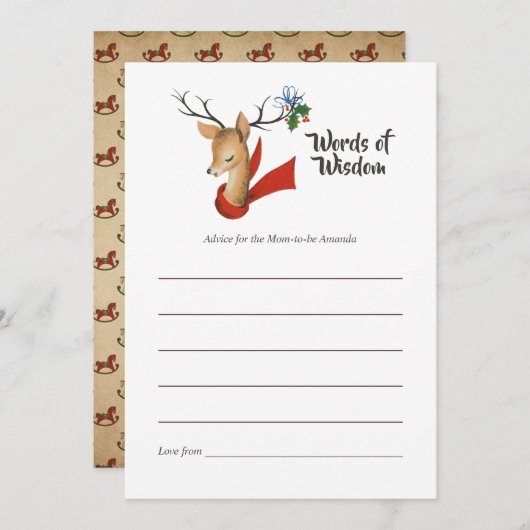 レトロヴィンテージクリスマスベビーシャワーママアドバイス アドバイスカード (正面/裏面)