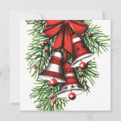 レトロヴィンテージクリスマスベルに情報を追加 招待状 (正面)