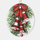 レトロヴィンテージクリスマスベルズホリデイ セラミックオーナメント (左)