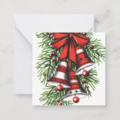 レトロヴィンテージクリスマスベルズホリデイ ノートカード (正面)