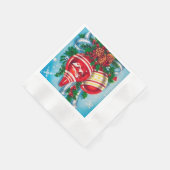 レトロヴィンテージクリスマスベルズホリデイ 縁ありカクテルナプキン (角)