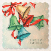 レトロヴィンテージクリスマスベルパーティーコースター ペーパーコースター (正面)