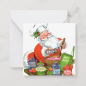 レトロヴィンテージクリスマスベーキングサンタアド文字 ノートカード (正面)