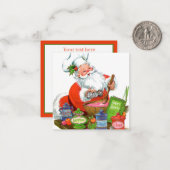 レトロヴィンテージクリスマスベーキングサンタアド文字 ノートカード (正面/裏面インサイチュ)