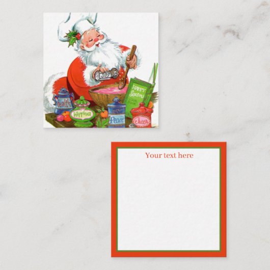 レトロヴィンテージクリスマスベーキングサンタアド文字 ノートカード (正面/裏面)
