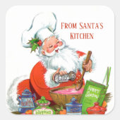 レトロヴィンテージクリスマスベーキングサンタ スクエアシール (正面)