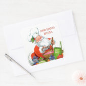 レトロヴィンテージクリスマスベーキングサンタ スクエアシール (封筒)