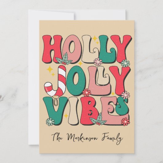 レトロヴィンテージクリスマスホホホホホフォトファミリー シーズンカード (正面)