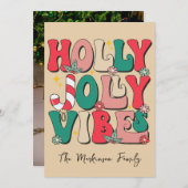 レトロヴィンテージクリスマスホホホホホフォトファミリー シーズンカード (正面/裏面)