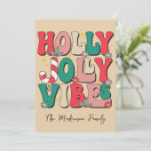 レトロヴィンテージクリスマスホホホホホフォトファミリー シーズンカード (スタンド正面)