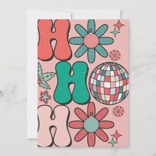 レトロヴィンテージクリスマスホホホホホポットファミリー シーズンカード (正面)