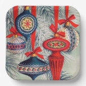 レトロヴィンテージクリスマスホリディバルブ ペーパープレート (正面)