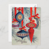 レトロヴィンテージクリスマスホリディーブポストカード シーズンポストカード (正面/裏面)