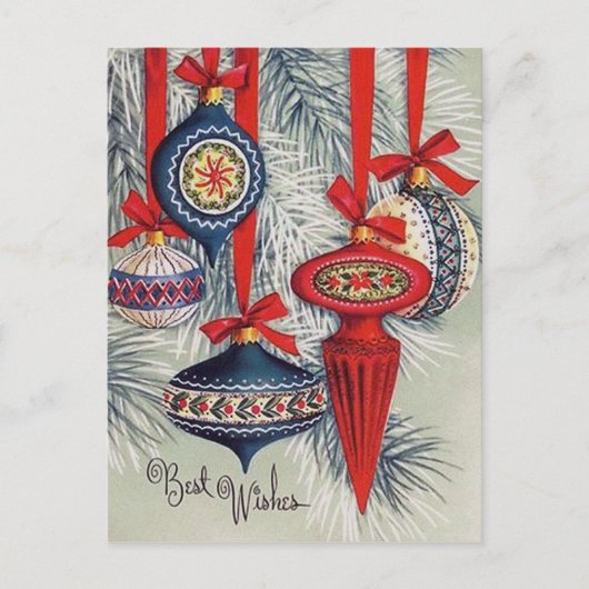 レトロヴィンテージクリスマスホリディーブポストカード シーズンポストカード (正面)
