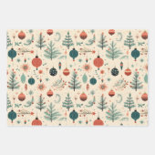 レトロヴィンテージクリスマスホリデイ ラッピングペーパーシート (正面)