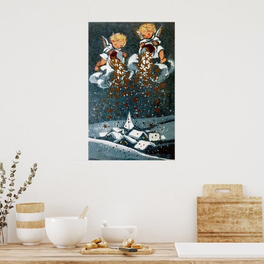 レトロヴィンテージクリスマスホリデーエンジェルズポスター ポスター (キッチン)