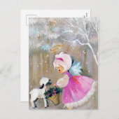 レトロヴィンテージクリスマスホリデーエンジェルポストカード シーズンポストカード (正面/裏面)