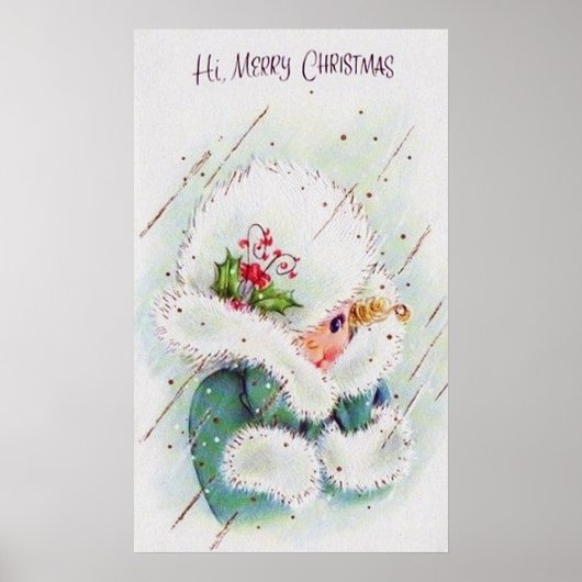 レトロヴィンテージクリスマスホリデーガールポスター ポスター (正面)