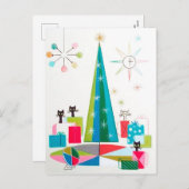 レトロヴィンテージクリスマスホリデーキャッツ シーズンポストカード (正面/裏面)