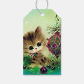 レトロヴィンテージクリスマスホリデーキャットネームタグ追加 ギフトタグ (正面)