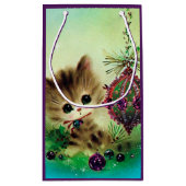 レトロヴィンテージクリスマスホリデーキャットバッグ スモールペーパーバッグ (裏面)