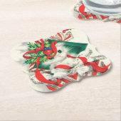 レトロヴィンテージクリスマスホリデーキャットパーティーコースター ペーパーコースター (アングル)