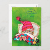 レトロヴィンテージクリスマスホリデーキャットポストカード シーズンポストカード (正面/裏面)