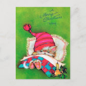 レトロヴィンテージクリスマスホリデーキャットポストカード シーズンポストカード (正面)