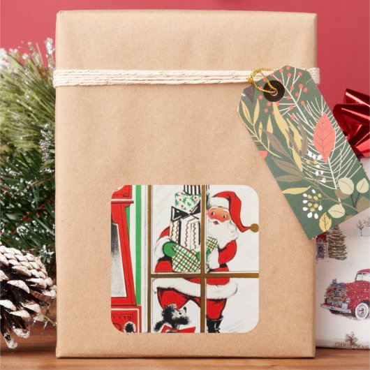 レトロヴィンテージクリスマスホリデーサンタシール スクエアシール (クリスマス)