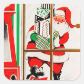 レトロヴィンテージクリスマスホリデーサンタシール スクエアシール (正面)