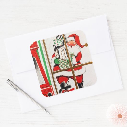 レトロヴィンテージクリスマスホリデーサンタシール スクエアシール (封筒)