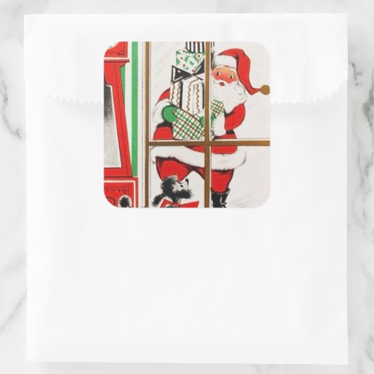 レトロヴィンテージクリスマスホリデーサンタシール スクエアシール (バッグ)