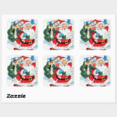 レトロヴィンテージクリスマスホリデーサンタ スクエアシール (シート)