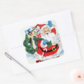 レトロヴィンテージクリスマスホリデーサンタ スクエアシール (封筒)