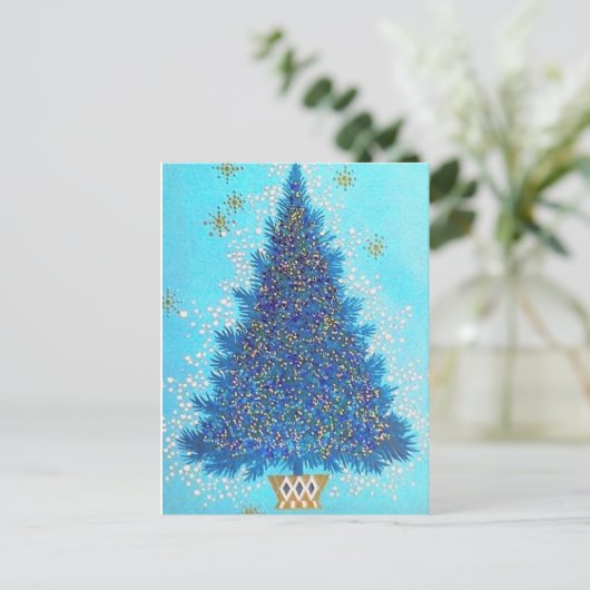 レトロヴィンテージクリスマスホリデーツリー葉書 シーズンポストカード (スタンド正面)