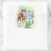 レトロヴィンテージクリスマスホリデーディアー スクエアシール (バッグ)