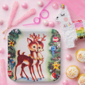 レトロヴィンテージクリスマスホリデートインデア ペーパープレート (パーティー)