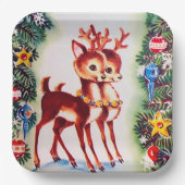 レトロヴィンテージクリスマスホリデートインデア ペーパープレート (正面)
